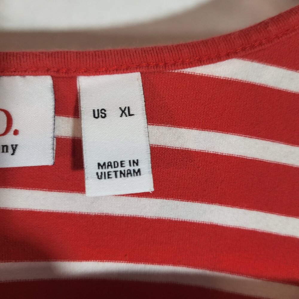 d&co Women's Striped Square Neck Top Size XL Red/White Stripes - Picture 6 of 7